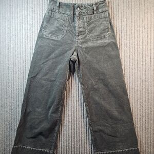 Maeve Anthropologie The Colette Corduroy Crop Wide Leg Pants Women 27 Green